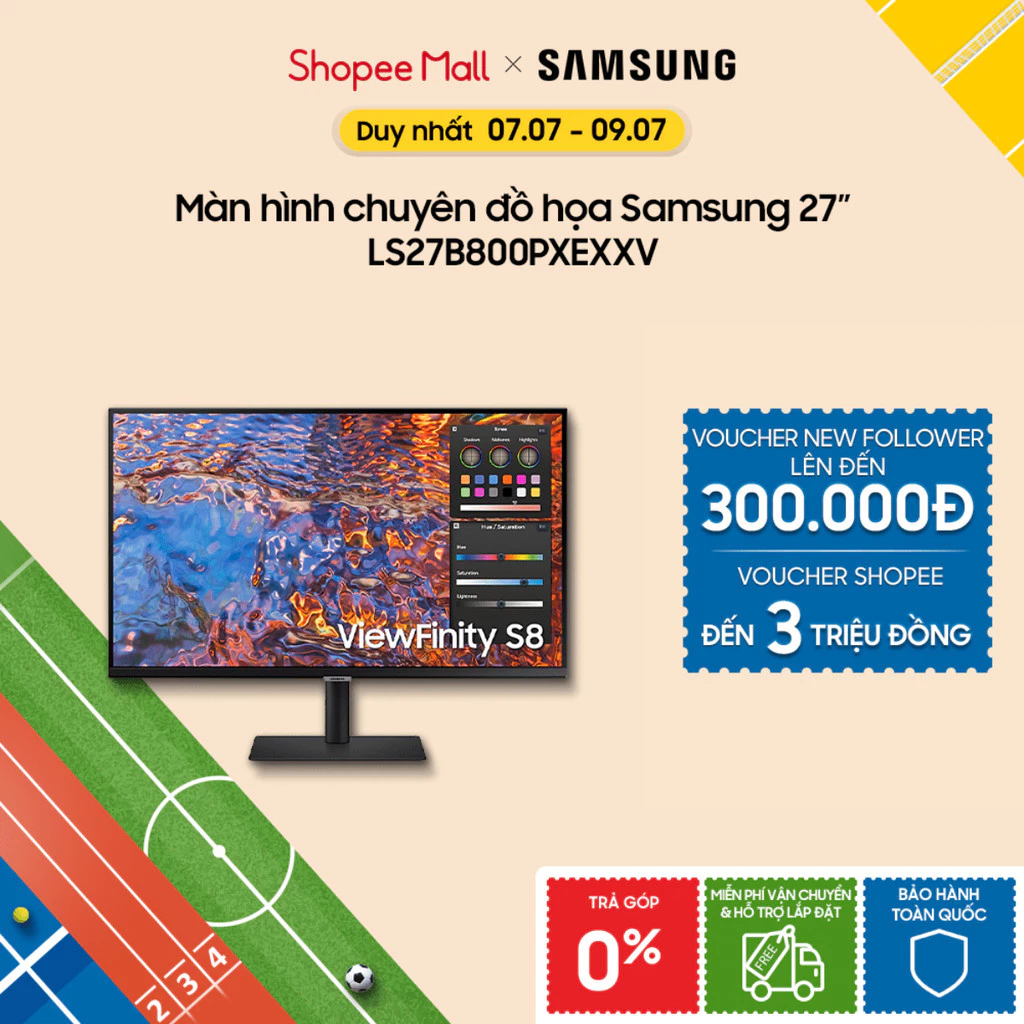 Màn hình chuyên đồ họa Samsung 27 inch LS27B800PXEXXV 4K DCI-P3 98% sRGB 100% IPS HDR 400 Factory Calibration USB-C 90W