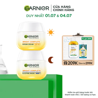 Bộ kem dưỡng da ngày đêm làm sáng và đều màu da Garnier Vitamin C Serum Cream 50ml