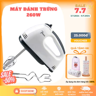 Máy Đánh Trứng Cầm Tay 7 Tốc Độ - Máy Đánh Trứng Mini Đa Năng - Động Cơ Lõi Đồng Mạnh Mẽ - Bảo Hành 3 Tháng