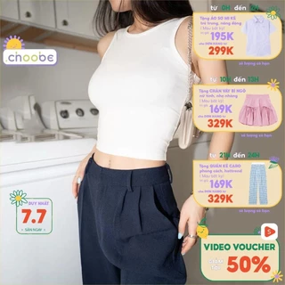 Áo croptop nữ Choobe sát nách ba lỗ thun không tay kiểu ôm body tank top vải cotton co giãn tốt A17