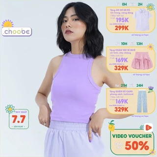 Áo croptop Choobe vải cotton cao cấp ba lỗ nữ sát nách form ôm thun co giãn thoáng mát A26