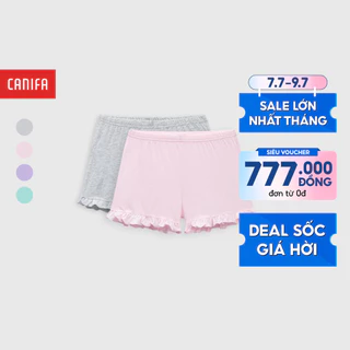 Combo 2 quần sooc bé gái CANIFA chất liệu cotton pha, cạp chun, gấu nhún bèo 1LA23S004