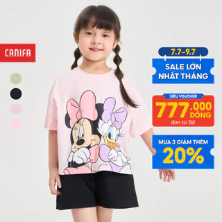 Áo phông bé gái CANIFA áo thun cộc tay in hình chất liệu cotton 1TS24S002