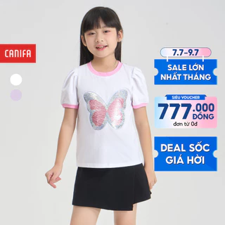 Áo phông bé gái CANIFA áo thun chất liệu cotton USA thoáng mát mền mại in hình 1TS24C001