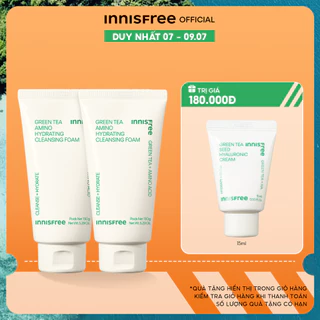 Bộ 2 Sữa rửa mặt làm sạch và cấp ẩm từ trà xanh Innisfree Green Tea Hydramino Cleansing Foam 150g [NEW 2023]