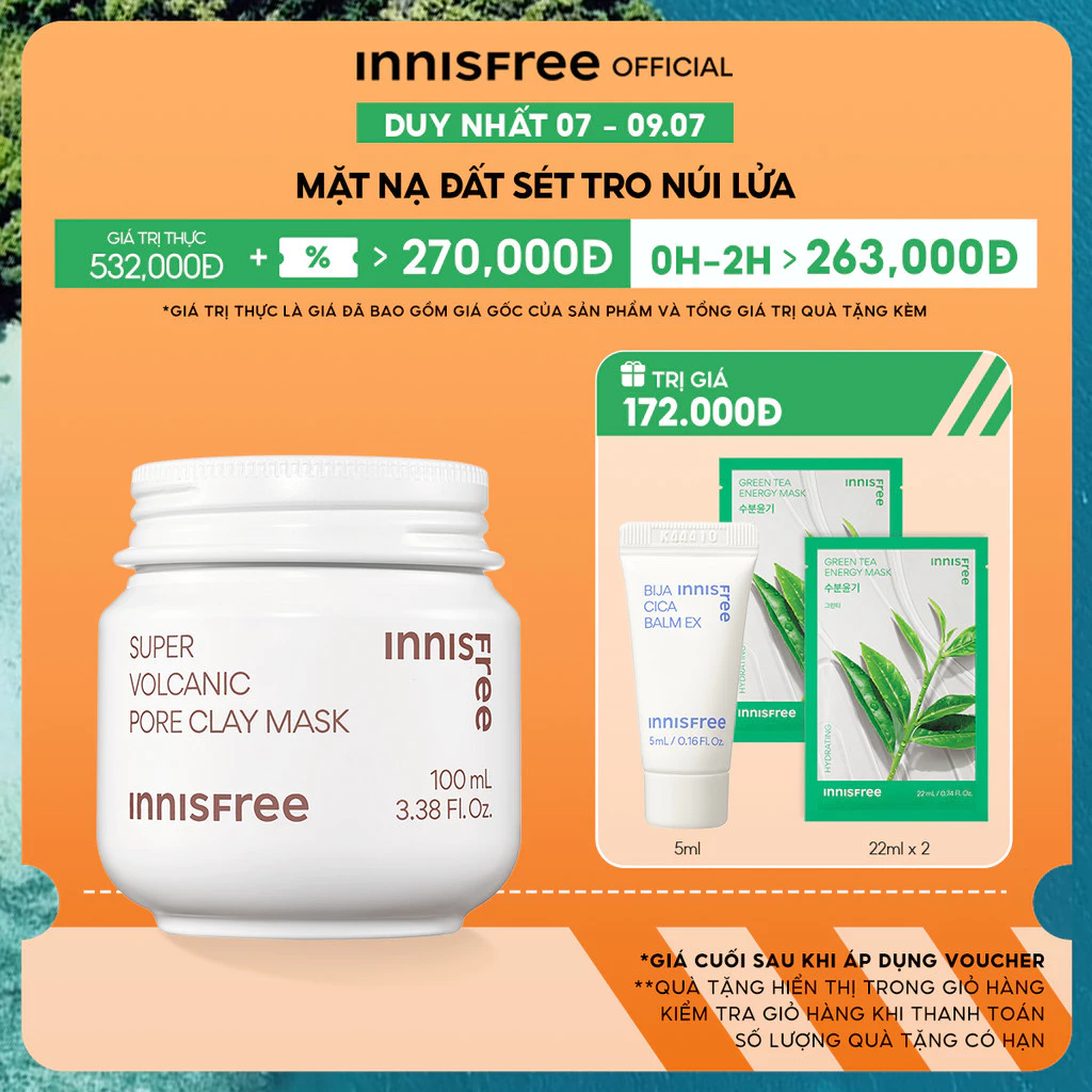 Siêu mặt nạ chăm sóc lỗ chân lông Innisfree Super Volcanic Pore Clay Mask 100ml