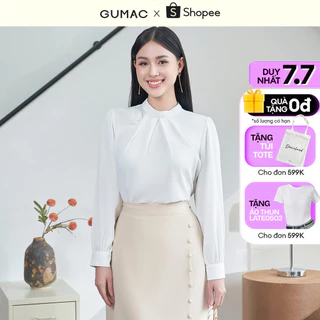 Áo kiểu cổ đính hoa thời trang GUMAC AE04019