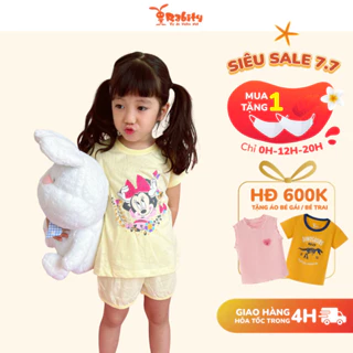 Bộ thun ngắn tay Minnie bé gái Rabity bộ cotton siêu mềm mịn thoáng mát ngày hè cho trẻ em 5682