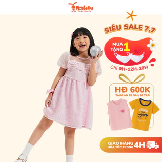 Đầm váy babydoll tay phồng cột nơ Rabity đầm mặc đi chơi đi tiệc cho bé gái đầm mặc noel cho bé 92502