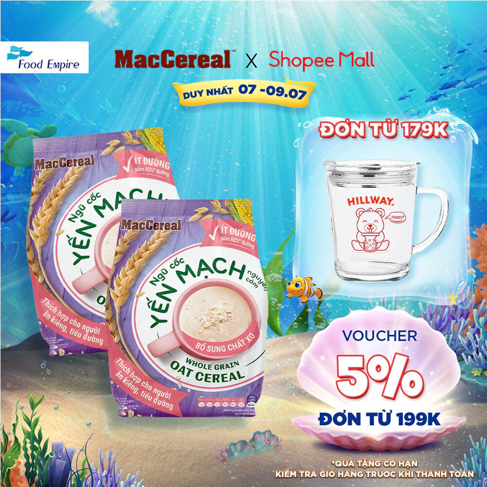 Combo 2 túi Bột Ngũ Cốc Dinh Dưỡng Ít Đường - MacCereal (túi 20 gói x 28g)