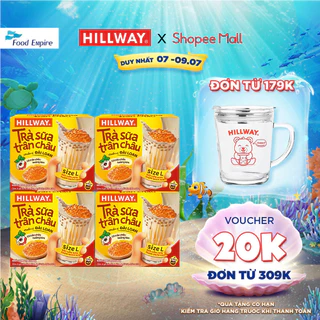 Combo 4 Hộp Trà sữa trân châu Hoàng Kim Hillway - Chuẩn vị Đài Loan size L (hộp 4 gói trà sữa, 4 gói trân châu)