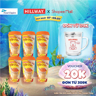 Combo 6 Trà Sữa Trân Châu Hoàng Kim Hillway dạng Ly chuẩn vị Đài Loan size L (Ly 1 gói trà sữa, 1 gói trân châu)