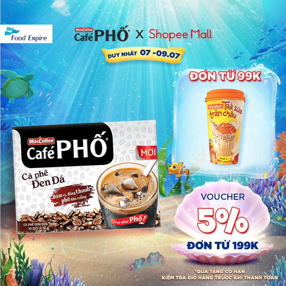 Cà phê Phố Đen Đá - Maccoffee (hộp 10 gói x 16g)