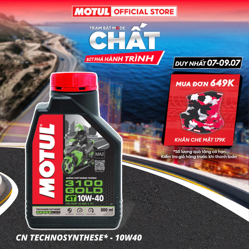 Dầu nhớt xe máy MOTUL 3100 GOLD 4T 10W40 0.8L