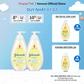 Combo 2 Chai Sữa Tắm Gội Toàn Thân Mềm Mịn Johnson' Baby Bath Cotton Touch 500mlx2