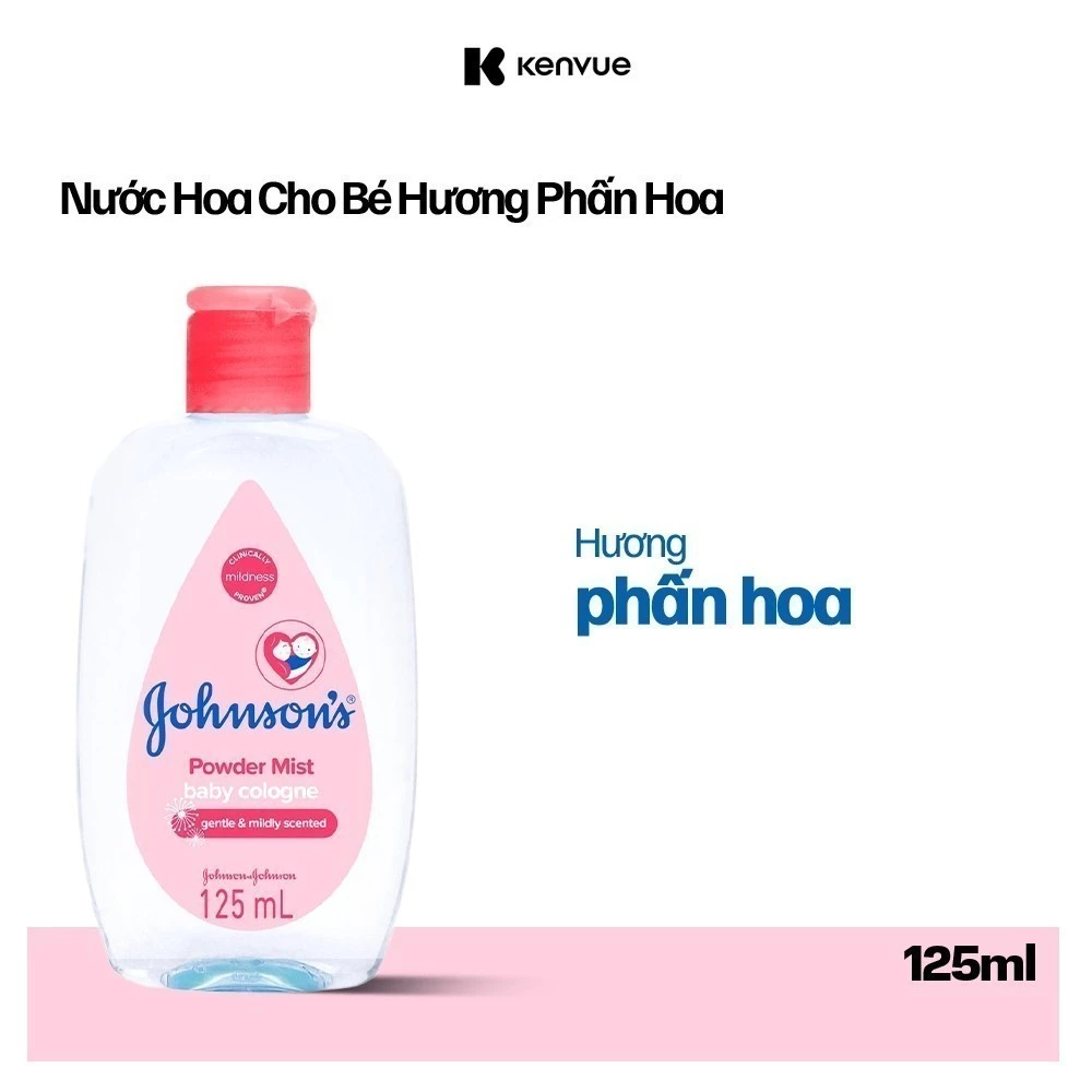 Combo 3 Chai Nước Hoa Cho Bé Johnson's Baby Cologne Hương Phấn Hoa Power Mist Baby Cologne 125ml