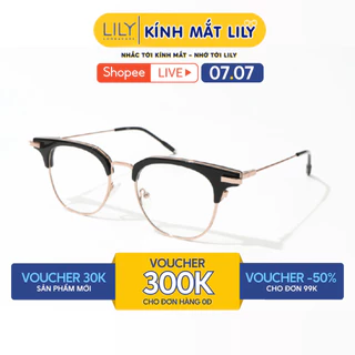 Gọng kính cận nam nữ LILYEYEWEAR mắt tròn càng kính thanh mảnh nhẹ nhàng kiểu dáng dễ đeo 9004