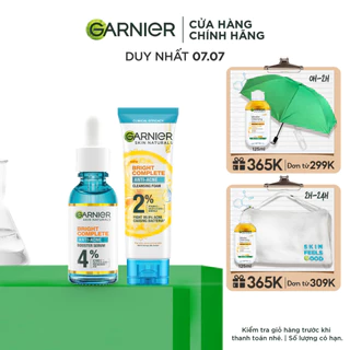 Bộ sản phẩm làm sạch, giảm mụn, dưỡng sáng da Garnier Anti-Acne Serum 30ml & Sữa rửa mặt 3-trong-1 100ml