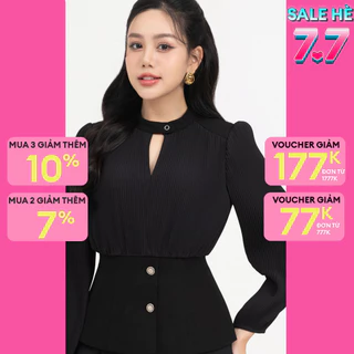 Áo sơ mi Peplum cổ tròn nữ IVY moda MS 17B9530