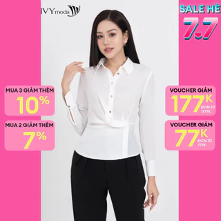 Áo sơ mi lụa cổ đức nữ IVY moda MS 17B9519