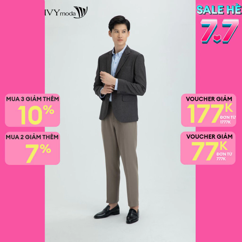 Áo Vest dạ cổ 2 ve nam IVY moda MS 67E2748