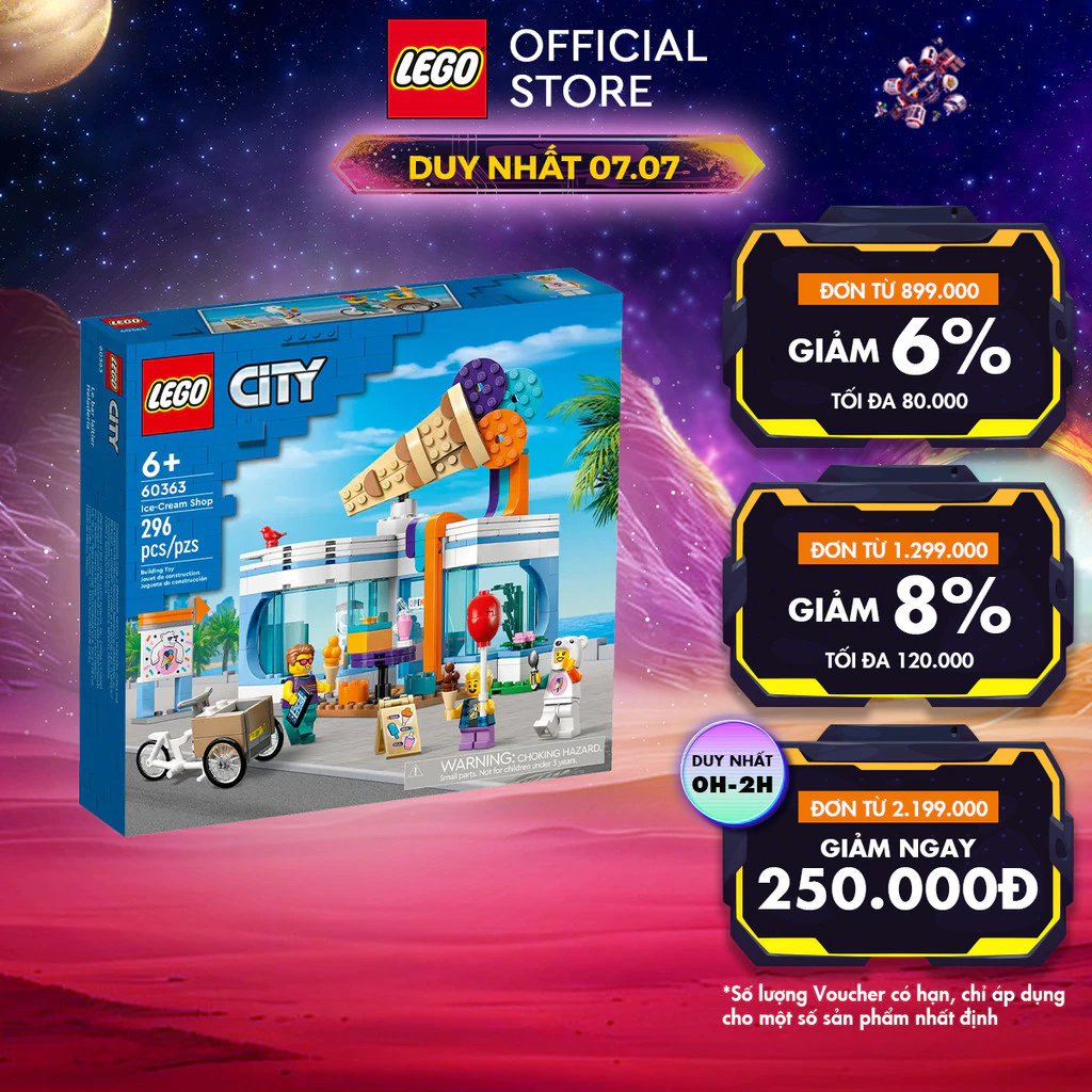 LEGO City 60363 Đồ chơi lắp ráp Cửa hàng kem thành phố (296 chi tiết)