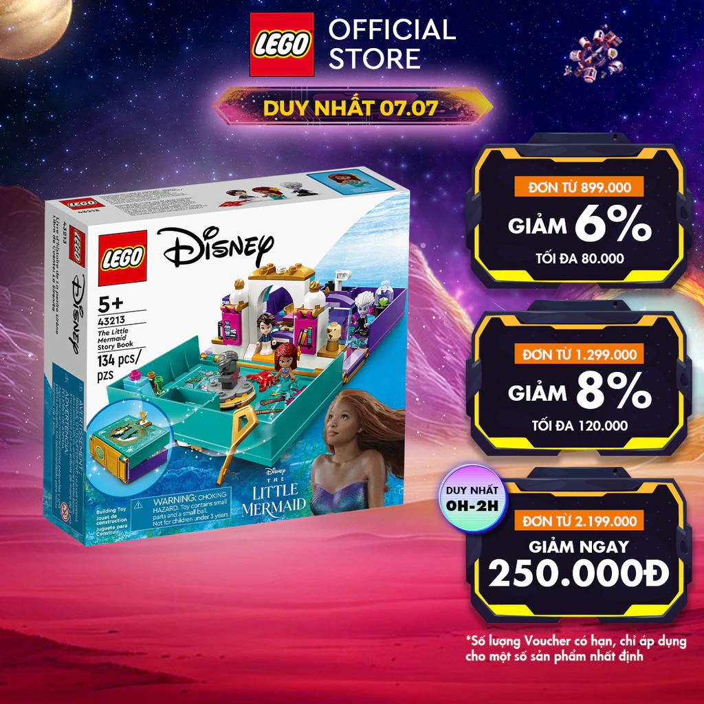 LEGO DISNEY PRINCESS 43213 Đồ Chơi Lắp Ráp Câu Chuyện Phiêu Lưu Của Nàng Tiên Cá (134 chi tiết)