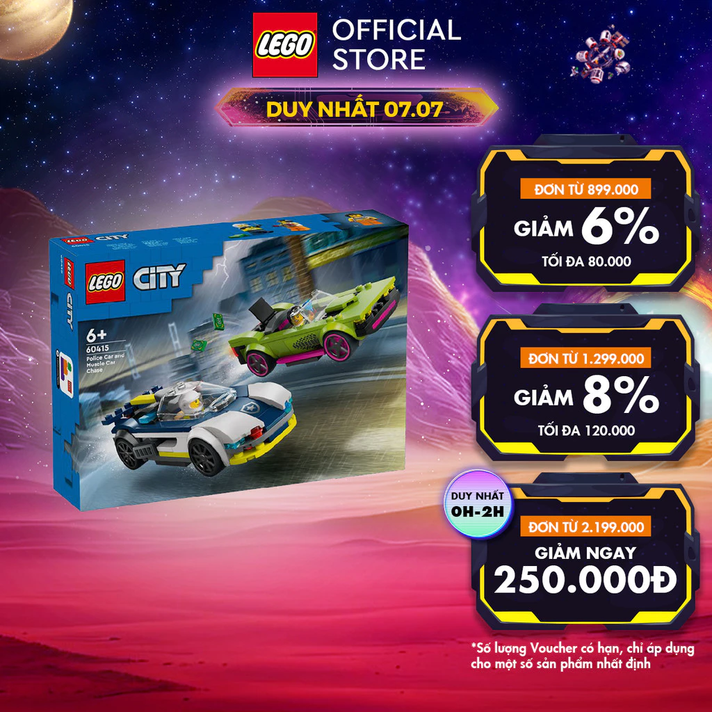 LEGO CITY 60415 Đồ chơi lắp ráp Xe cảnh sát truy đuổi tội phạm (213 chi tiết)