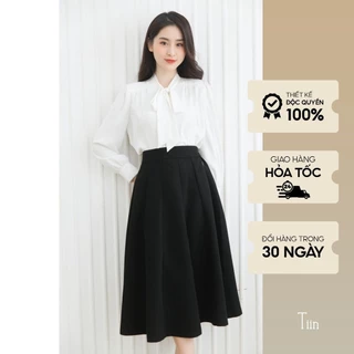 Chân váy dáng dài , cạp chun sau dáng xoè ly chất liệu tuyết mưa, hàng thiết kế by TIIN STORE CHD041