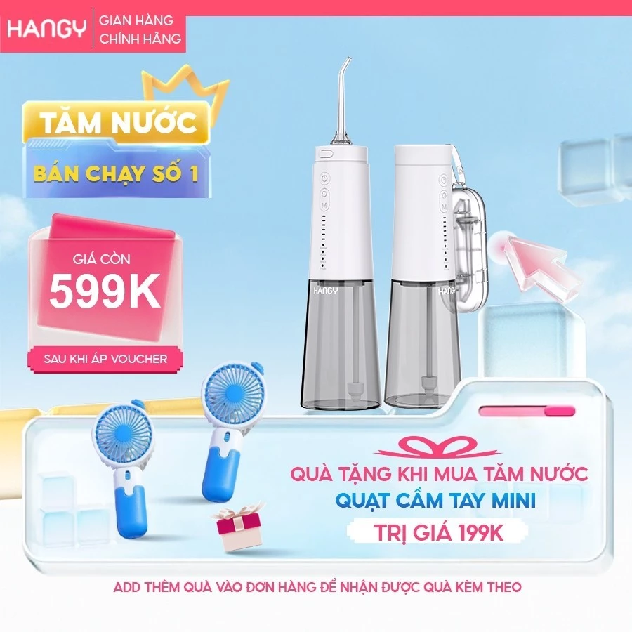 Tăm nước Hangy HF9P phiên bản mới 2021 Hai màu đen trắng [Bảo hành 12 tháng]