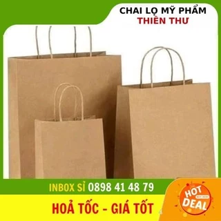 Túi Giấy Kraft Có Quai (Nhiều Size) Dạng Đứng, Túi Giấy Xi Măng Đựng Quà Tặng, Thực Phẩm HUHA Giá Sỉ