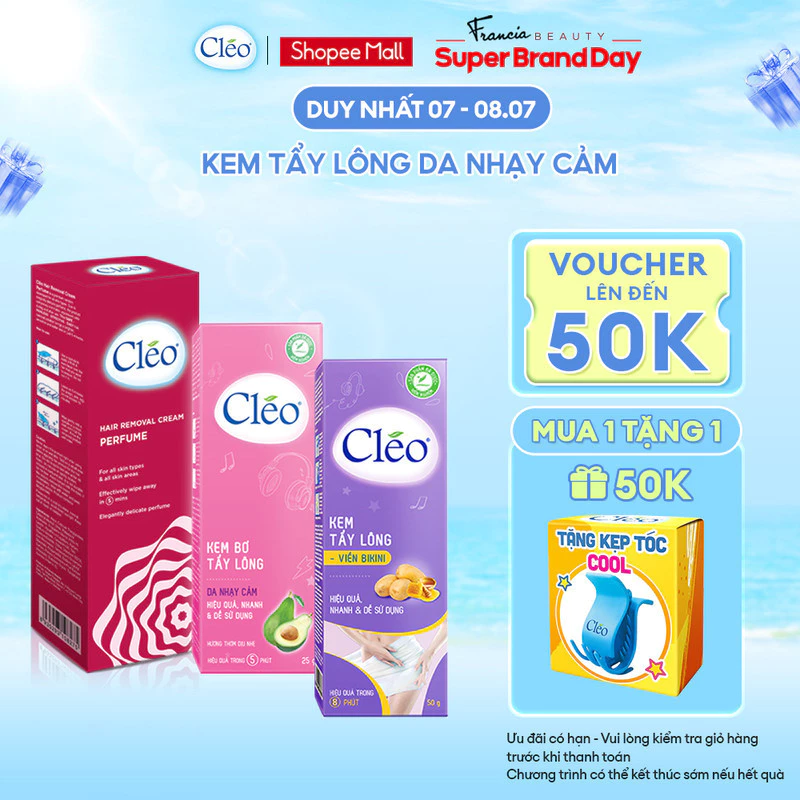 Kem Tẩy Lông Cho Da Nhạy Cảm Cléo Chuyên Biệt Cho Từng Vùng Da Avocado Hair Removal Cream Sensitive Skin 25g/50g/70g