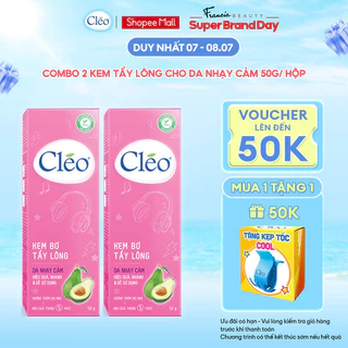 Combo 02 Kem Tẩy Lông Cho Da Nhạy Cảm Cleo Avocado Hair Removal Cream 50g/ tuýp