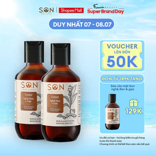 Combo 2 chai Toner nghệ đen & gạo S.O.N Dưỡng ẩm, se khít lỗ chân lông 100ml/chai