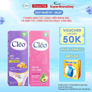 Bộ kem tẩy lông Cleo 50g cho viền bikini và kem tẩy lông nách Cleo 50g cho da nhạy cảm