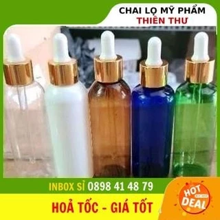 Chai Lọ Chiết Serum ❣️ [30ml,50ml,100ml] Nhựa Pet Đựng Tinh Dầu Bóp Giọt Khoen Vàng Chiết Mỹ Phẩm