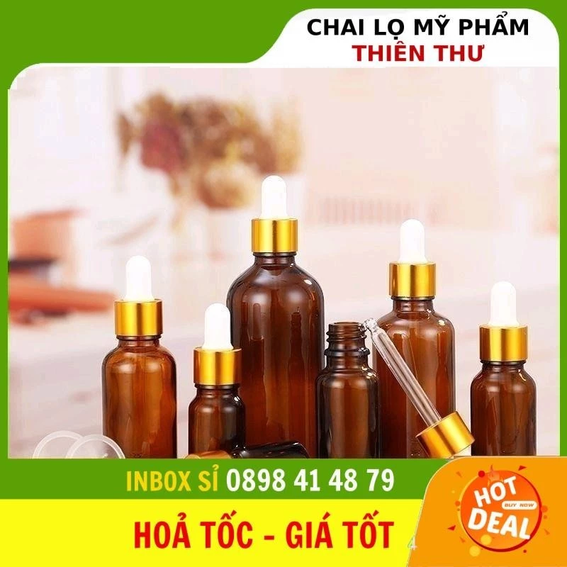 Lọ Chiết Serum ❣️ [5ml,10ml,15ml,20ml,30ml] Đựng Tinh Dầu Bóp Giọt Khoen Vàng,Bạc,Đen Chiết Mỹ Phẩm.