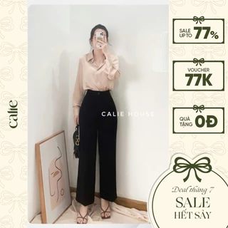 Quần culottes nữ ống rộng suông dài cạp cao đứng form thanh lịch thời trang công sở Calie House Q55