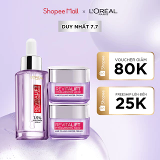 Bộ Serum và 2 kem dưỡng siêu cấp ẩm và giảm nếp nhăn Revitalift HA 1.5% L'Oreal Paris