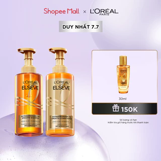 Bộ gội xả dưỡng tóc suôn mượt cao cấp L'Oreal Paris Extraordinary Oil Smooth 440ml x2