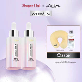 Bộ 2 Serum L'Oreal Paris Glycolic Bright Instant Glowing Serum 1.0% Glycolic Acid 30mlx2