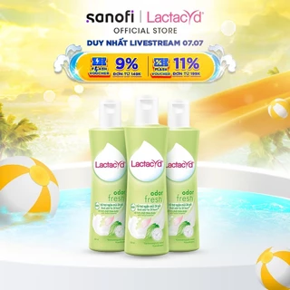 [LIVESTREAM 07.07] Bộ 3 chai Dung Dịch Vệ Sinh Phụ Nữ Lactacyd Odor Fresh Ngăn Mùi 24H 250ml/chai