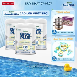 Combo 3 Sữa Bột Nutifood Sweden GrowPLUS+ Cao lớn vượt trội trên 2 tuổi (Bạc) 800g