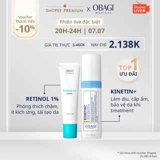 Bộ sản phẩm trẻ hóa, tái tạo da chuyên sâu Obagi Retinol 1.0 (28g) & Kinetin+ Hydrating (50ml)