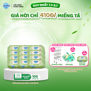 Combo 12 Khăn ướt Molfix Thiên nhiên Sạch khuẩn vệ sinh - 1 Gói 100 miếng