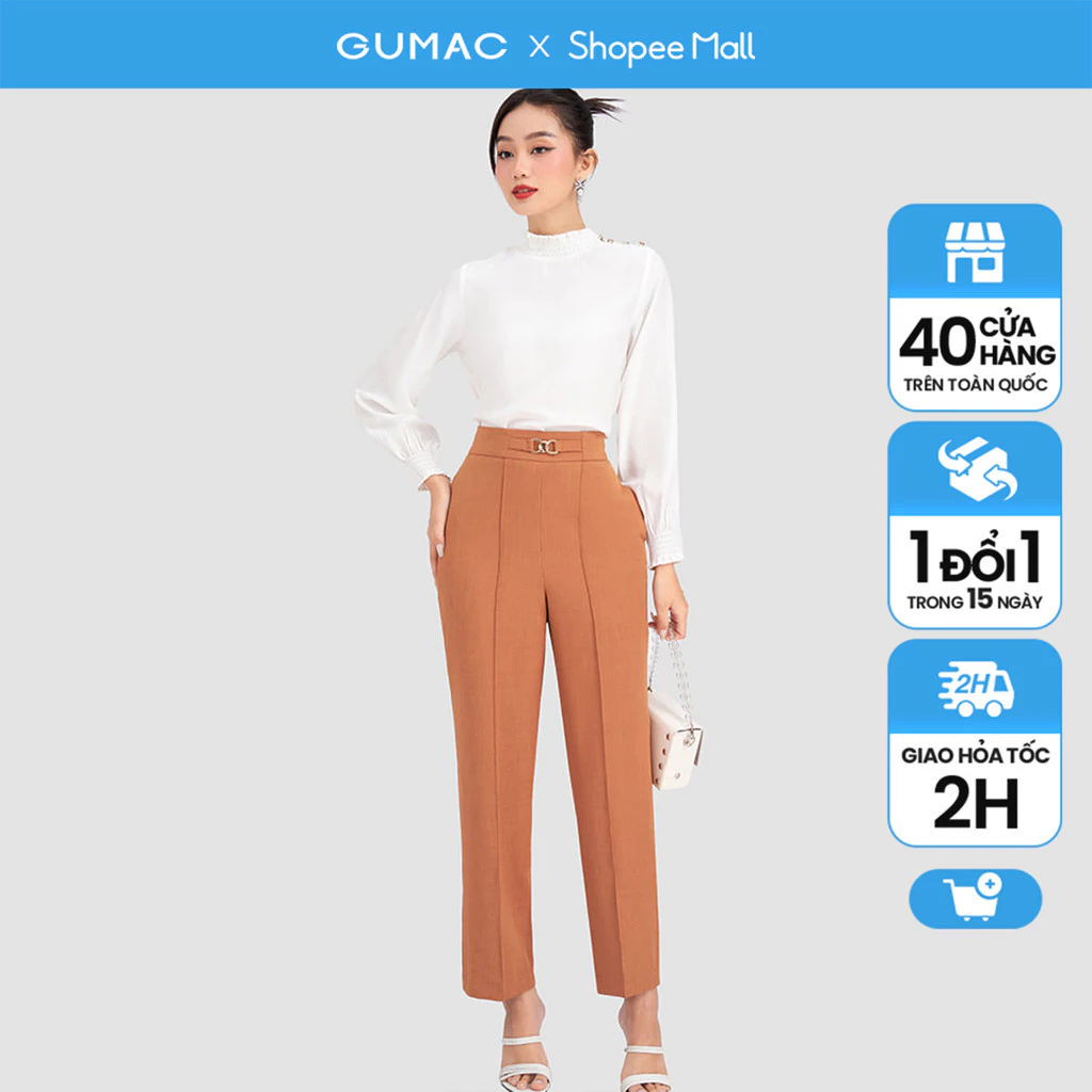 Quần ống đứng công sở lưng kiểu GUMAC QD03041