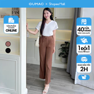 Quần tây nữ ống suông thiết kế lưng cao phối dây nơ GUMAC LQE0510