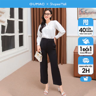 Quần tây nữ công sở dáng suông GUMAC QD10021 phối lưng đính nút kiểu