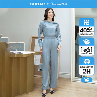 Quần tây nữ dáng suông công sở GUMAC QD08062 chiết li, lưng kiểu cài móc