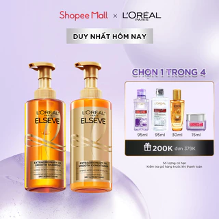 Bộ gội xả dưỡng tóc suôn mượt cao cấp L'Oreal Paris Extraordinary Oil Smooth 440ml x2